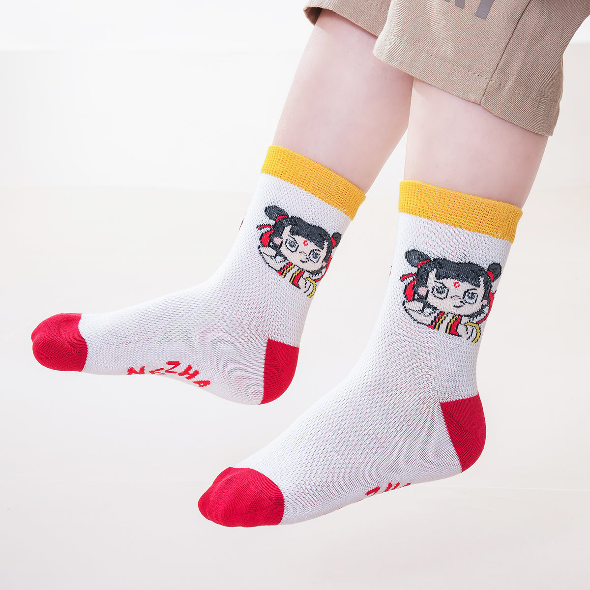 (ZJD-2509) Nezha & Ao Bing Mesh Socks for Kids – 5-Pair Character Set