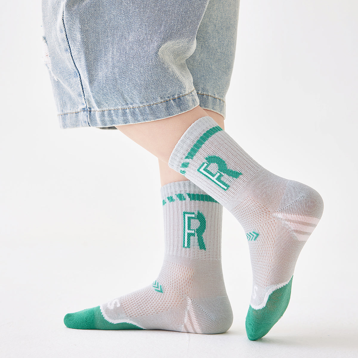 (TLS-8802) 5 Pairs of Kids’ Sport Mesh Socks – Colorful Athletic Crew Socks