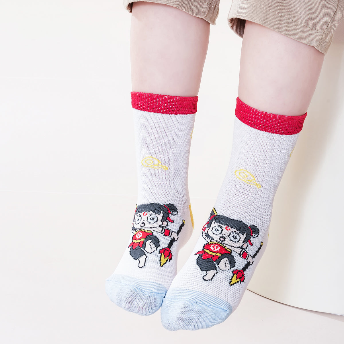 (ZJD-2509) Nezha & Ao Bing Mesh Socks for Kids – 5-Pair Character Set