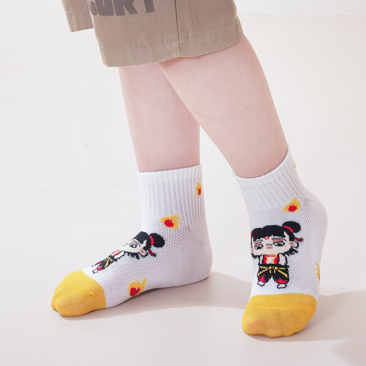 (ZJD‑1508) Nezha Breathable Mesh Kids Socks – 5‑Pair Pack