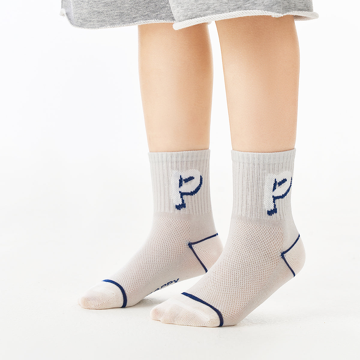 (DJT-8601)5 Pairs of Boys’ Sporty Mesh Socks – Breathable Cotton Crew for Kids