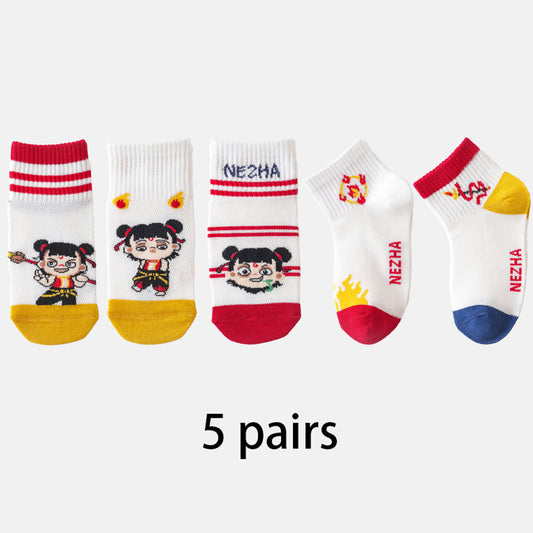 (ZJD-1509) Mythic Heroes Mesh Socks for Kids – 5-Pair Pack