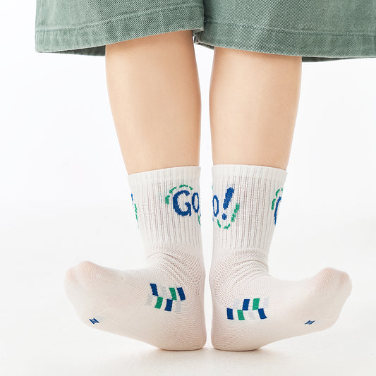 (DJT-8602) 5 Pairs of Boys’ Active Mesh Socks – Breathable Cotton Crew with Sport Designs